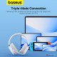 Baseus AeQur GH02 Gaming Wireless Headphones Moon White (Tri Mode connection, RGB light, Mic removable, includes USB & Type C dongels) (6M)